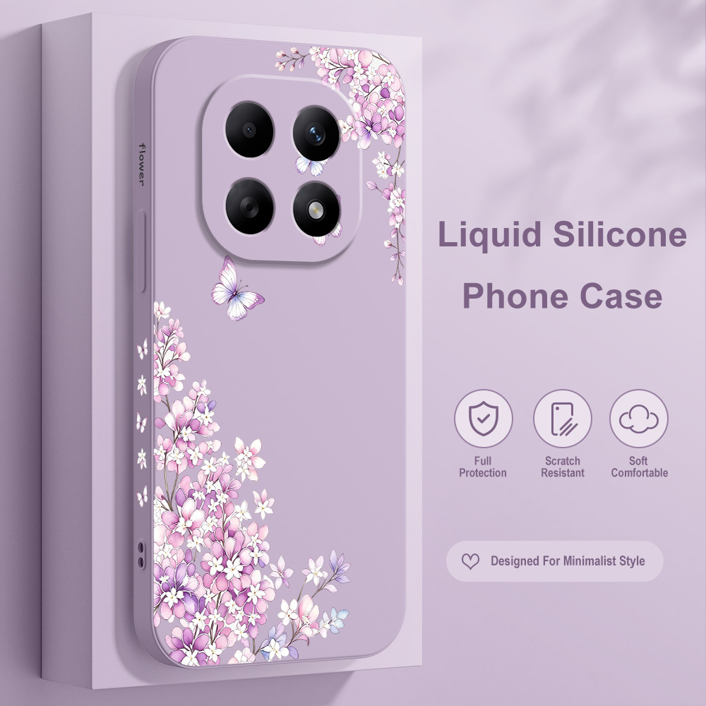 Xiaomi Redmi Note 14 - Custodia Morbida Floreale Viola per Xiaomi